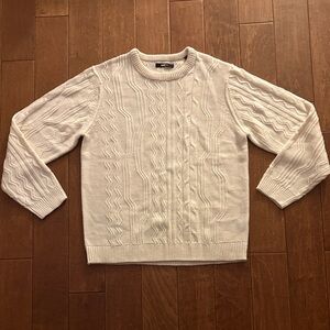 Fashion Nova Men's Cable Knit Crewneck Sweater - Cream